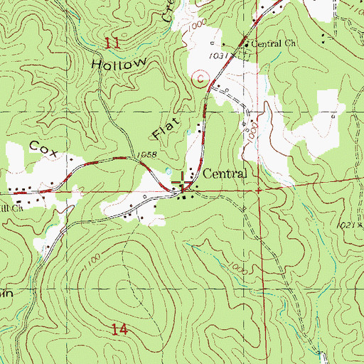 Topographic Map of Central School, MO