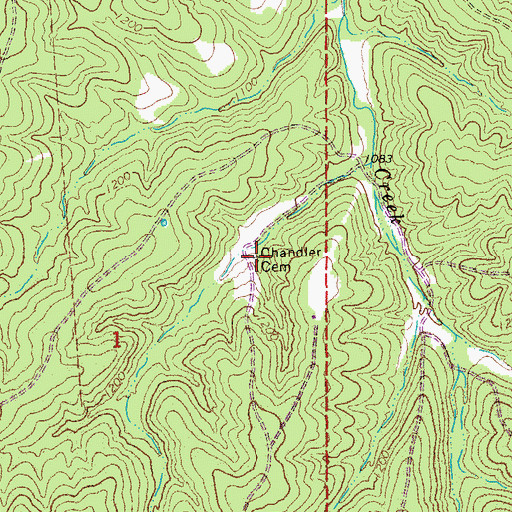 Topographic Map of Chandler Cemetery, MO