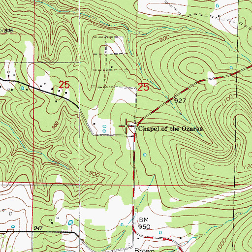 Topographic Map of Chapel of the Ozarks, MO