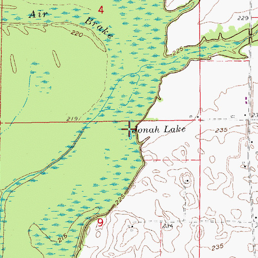 Topographic Map of Jonah Lake, AR