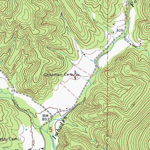 Topographic Map of Chapman Cemetery, MO