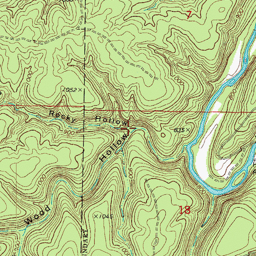 Topographic Map of Charles Wood Hollow, MO