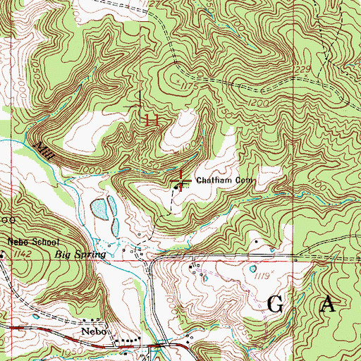 Topographic Map of Chatham Cemetery, MO