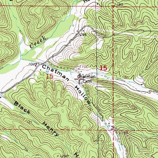 Topographic Map of Chatman Cemetery, MO