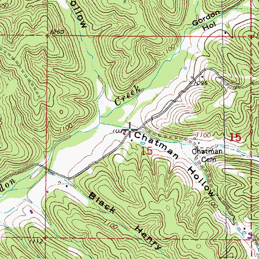 Topographic Map of Chatman Hollow, MO