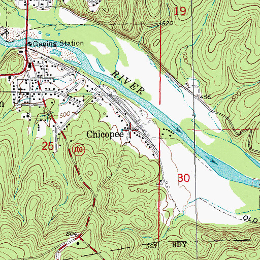 Topographic Map of Chicopee, MO