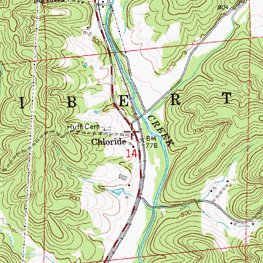 Topographic Map of Chloride, MO
