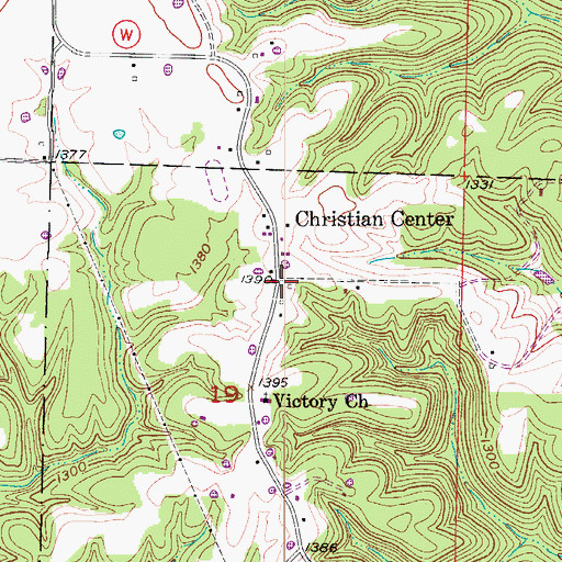 Topographic Map of Christian Center, MO