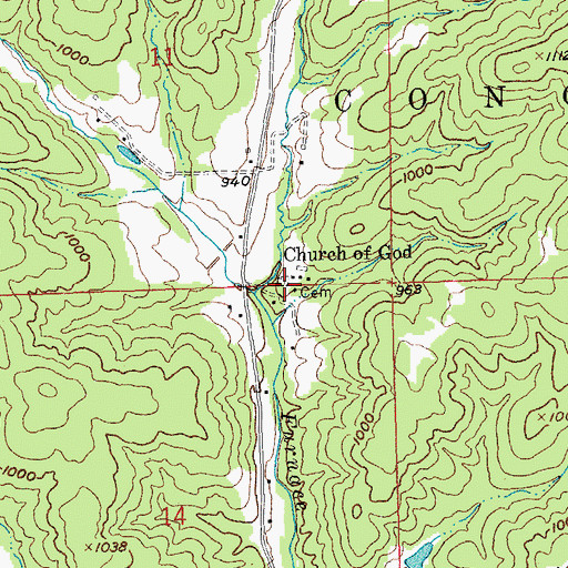 Topographic Map of Church of God, MO