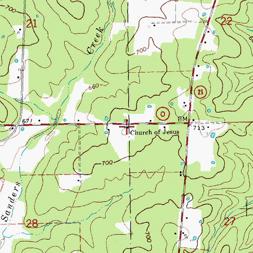 Topographic Map of Church of Jesus, MO