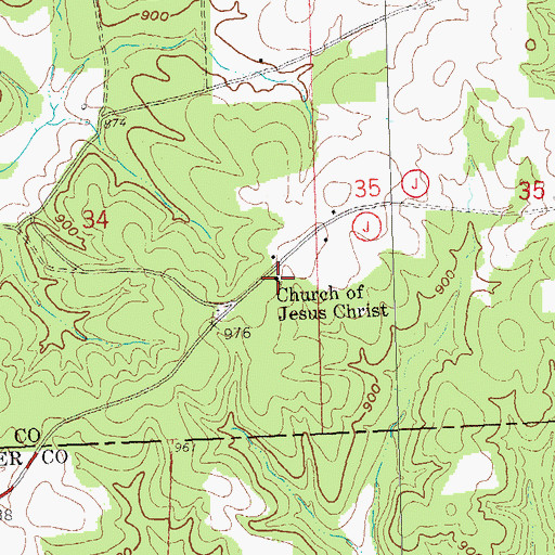 Topographic Map of Church of Jesus Christ, MO