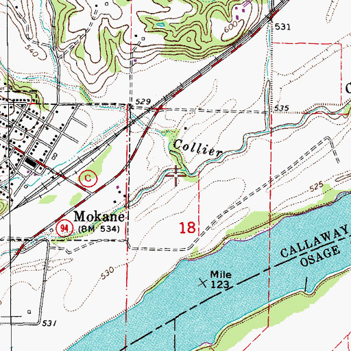 Topographic Map of Clabber Creek, MO