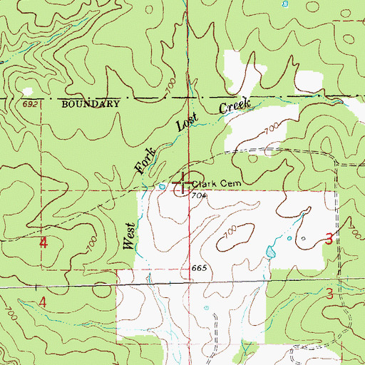 Topographic Map of Clark Cemetery, MO