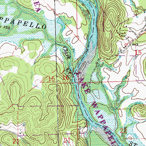 Topographic Map of Clark Creek, MO