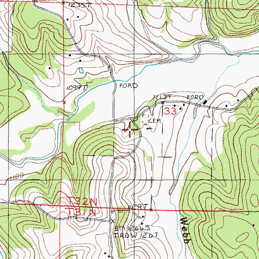 Topographic Map of Claxton Church, MO
