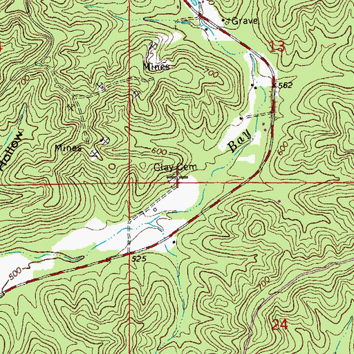 Topographic Map of Clay Cemetery, MO