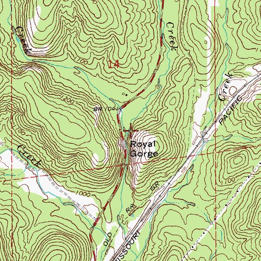 Topographic Map of Claybaugh Creek, MO