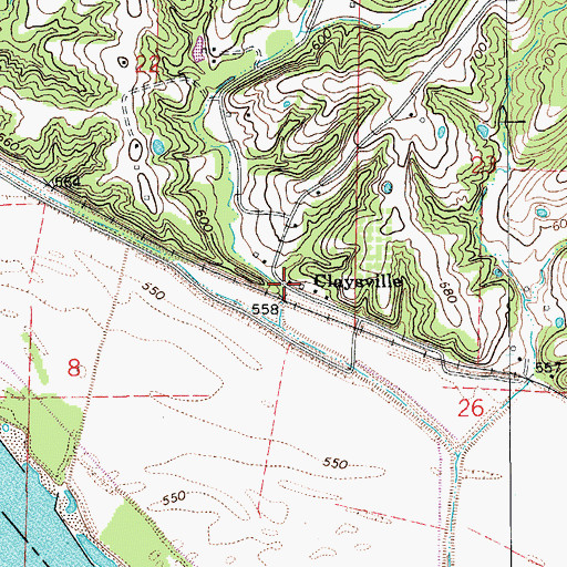 Topographic Map of Claysville, MO