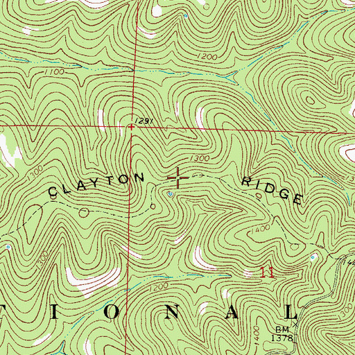 Topographic Map of Clayton Ridge, MO
