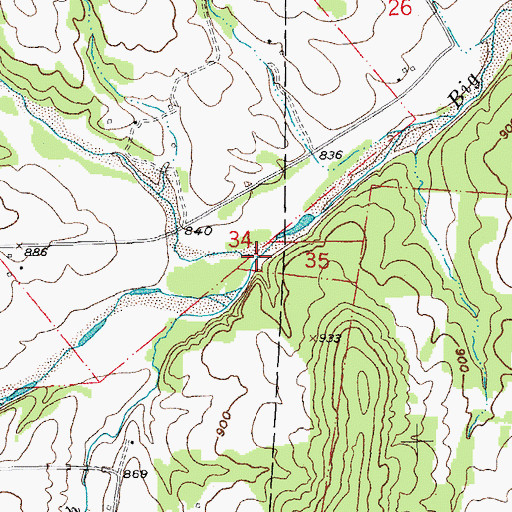 Topographic Map of Clear Creek, MO