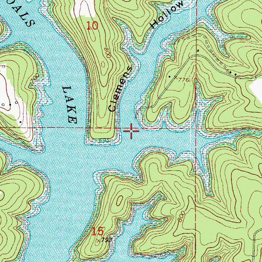 Topographic Map of Clemens Hollow, MO