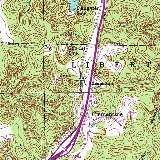 Topographic Map of Clementine, MO