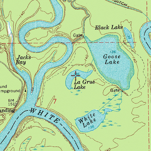 Topographic Map of La Grue Lake, AR