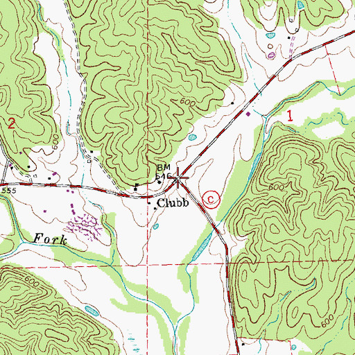 Topographic Map of Clubb, MO
