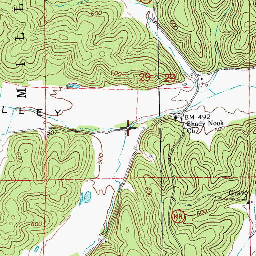 Topographic Map of Clyburn Valley, MO