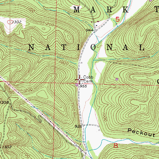 Topographic Map of Cobb Cemetery, MO