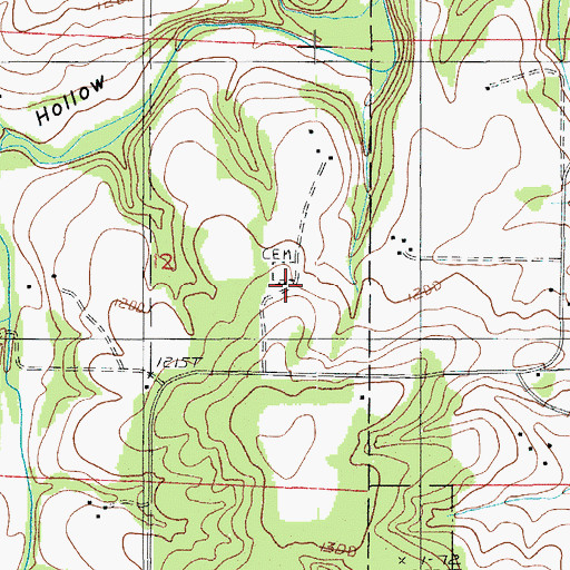 Topographic Map of Coldwater Church, MO