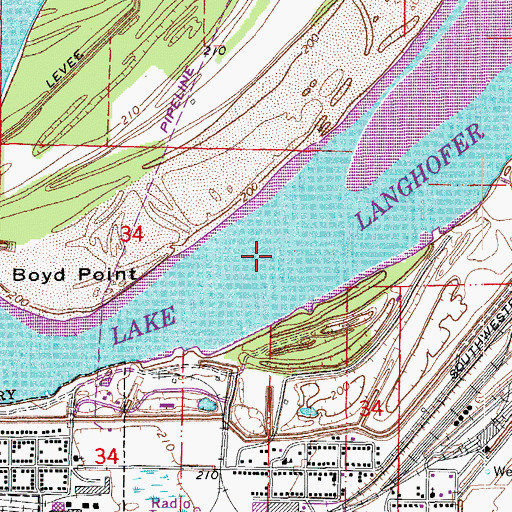 Topographic Map of Lake Langhofer, AR