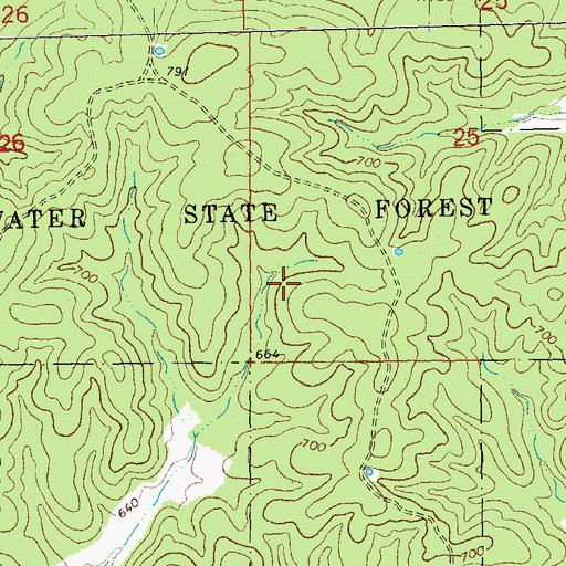 Topographic Map of Coldwater State Forest, MO