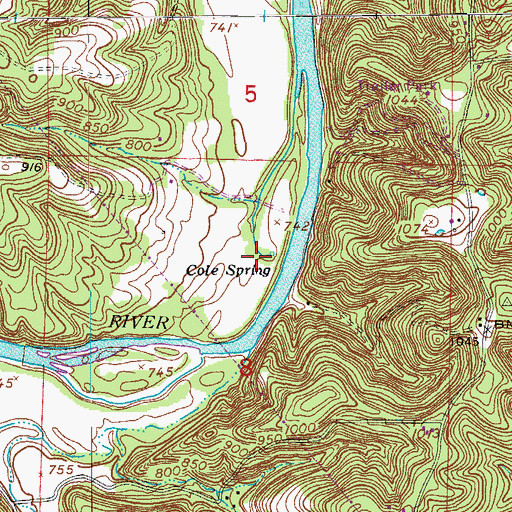 Topographic Map of Cole Spring, MO