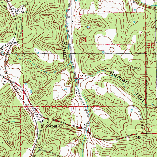 Topographic Map of Coleman Hollow, MO