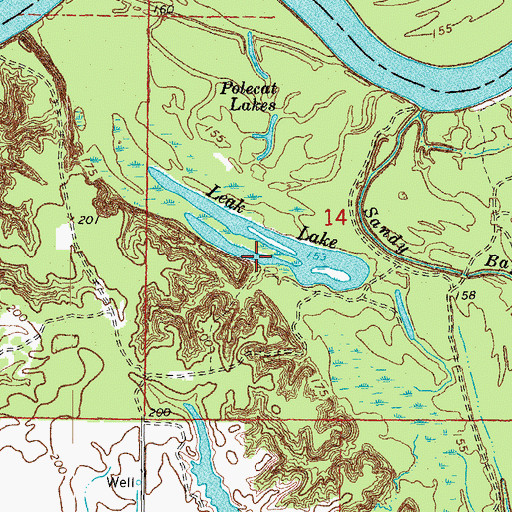 Topographic Map of Leak Lake, AR