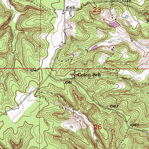 Topographic Map of Colen School, MO