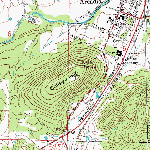 Topographic Map of College Hill, MO