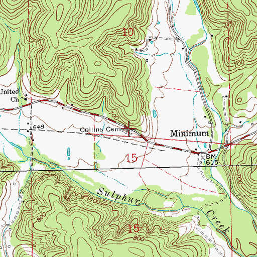 Topographic Map of Collins Cemetery, MO