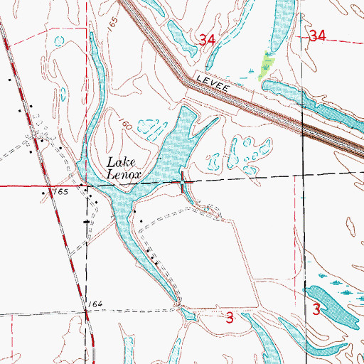 Topographic Map of Lake Lenox, AR