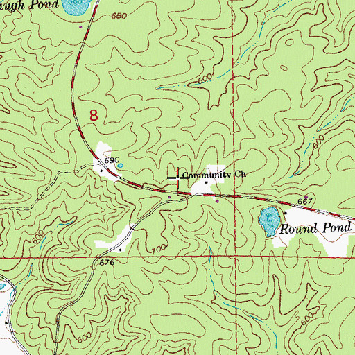 Topographic Map of Community Church, MO