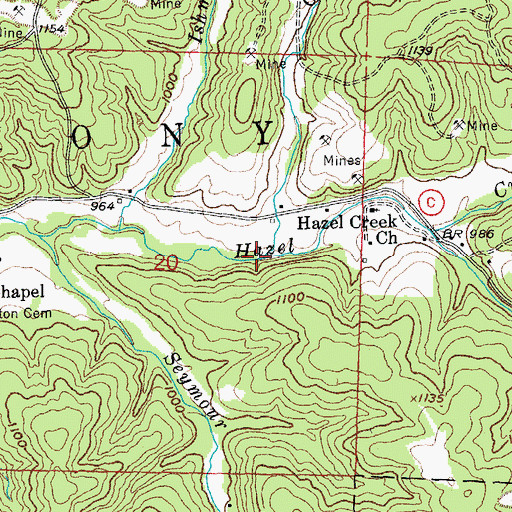 Topographic Map of Compton Branch, MO