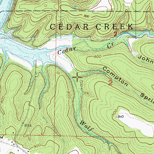 Topographic Map of Compton Spring Hollow, MO