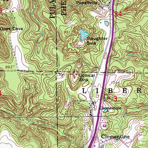 Topographic Map of Conical Sink, MO