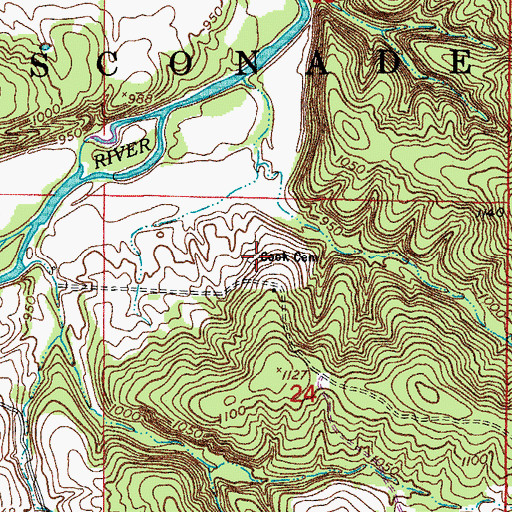 Topographic Map of Cook Cemetery, MO