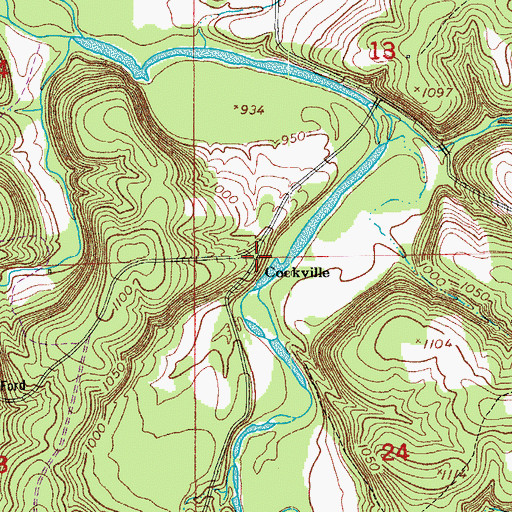 Topographic Map of Cookville, MO