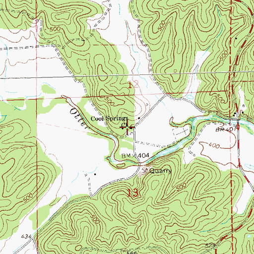 Topographic Map of Cool Springs Church, MO