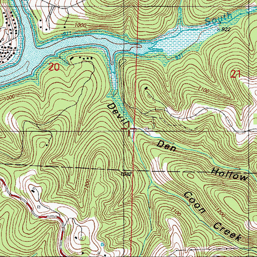 Topographic Map of Coon Creek Hollow, MO