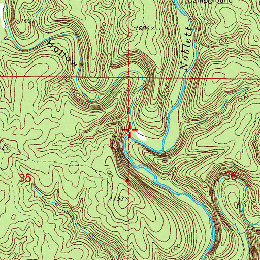 Topographic Map of Cord Hollow, MO