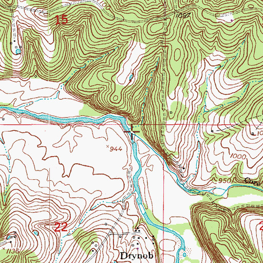 Topographic Map of Core Creek, MO